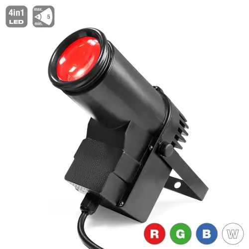 Flash LED Pin Spot 12W RGBW Cree DMX Black