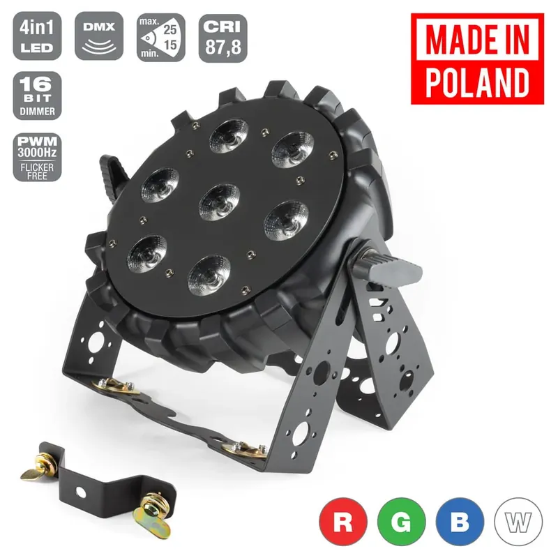 Flash LED PAR64SLIM Wireless DMX - reflektor LED 7x10W RGBW Mk2 15 stopni
