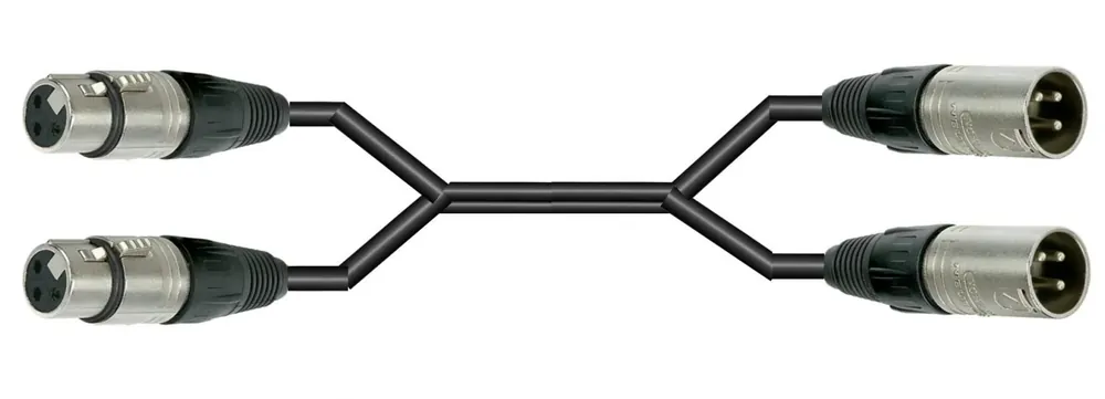 MC Audio MSD5NXFXM 05 - przewód dwuparowy, 2 x XLR żeński - 2 x XLR męski, 0,5m, złącza Neutrik