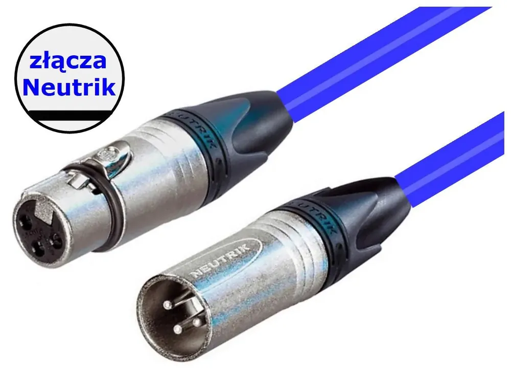 MC Audio MS2N 1 - przewód mikrofonowy 1m niebieski, studyjny, symetryczny XLR-XLR 1m, złącza Neutrik, przewód 2x0,5mm2