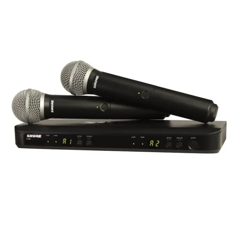 Shure BLX288E/PG58-H8E - System bezprzewodowy z podwójnym odbiornikiem i mikrofonami PGA58 (518-542 MHz)